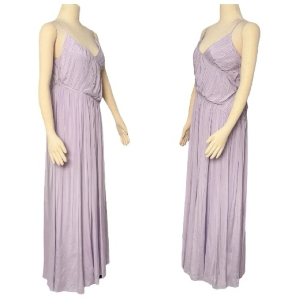Trina Turk Women's Asymmetrical Pleated Cherry Grove Purple Maxi Dress Medium